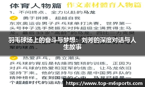 羽毛球场上的奋斗与梦想：刘芳的深度对话与人生故事